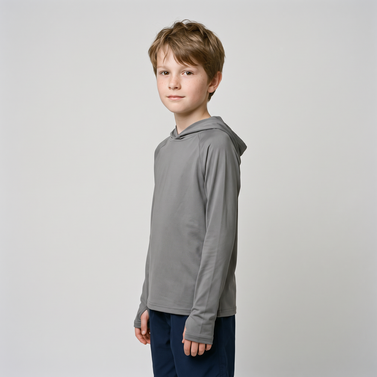 Kids' Sun Hoodie in Dark Grey, side view