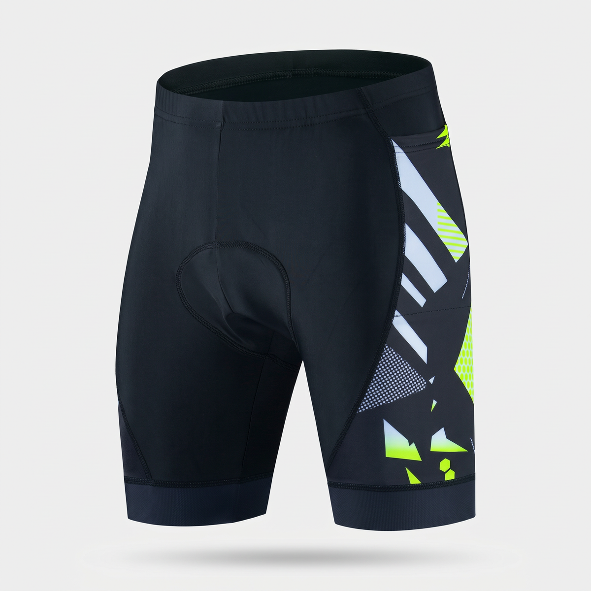Men's padded cycling shorts in Fluorescent Yellow, front view