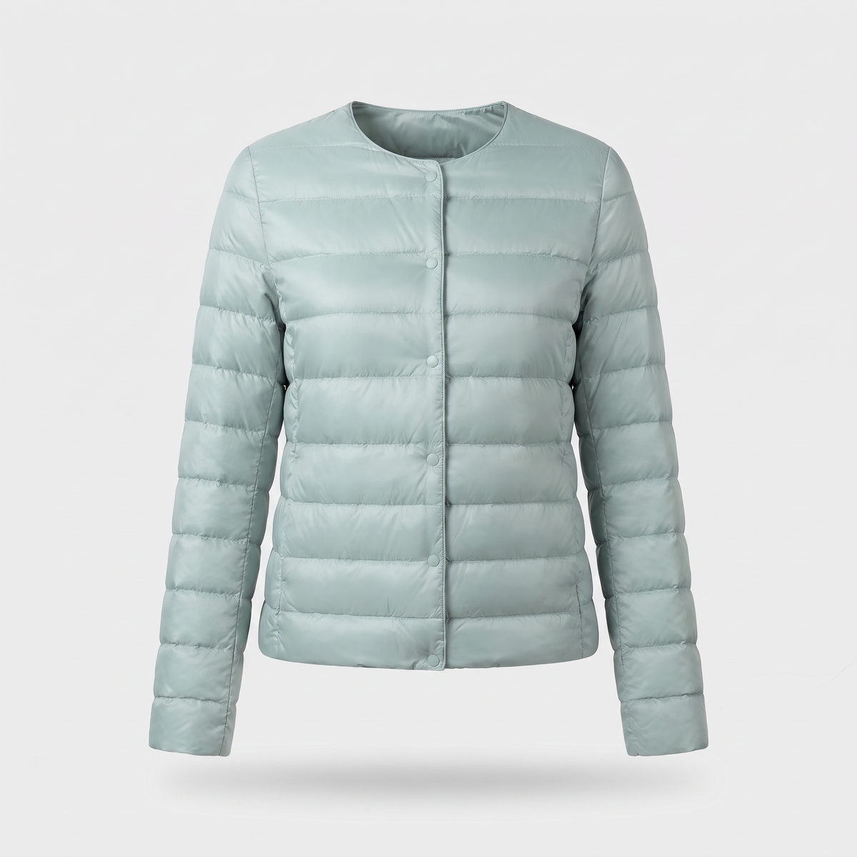 Women's Puffer Jacket in Bean Green, ghost mannequin