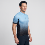 Men's cycling jersey in peacock blue, side view