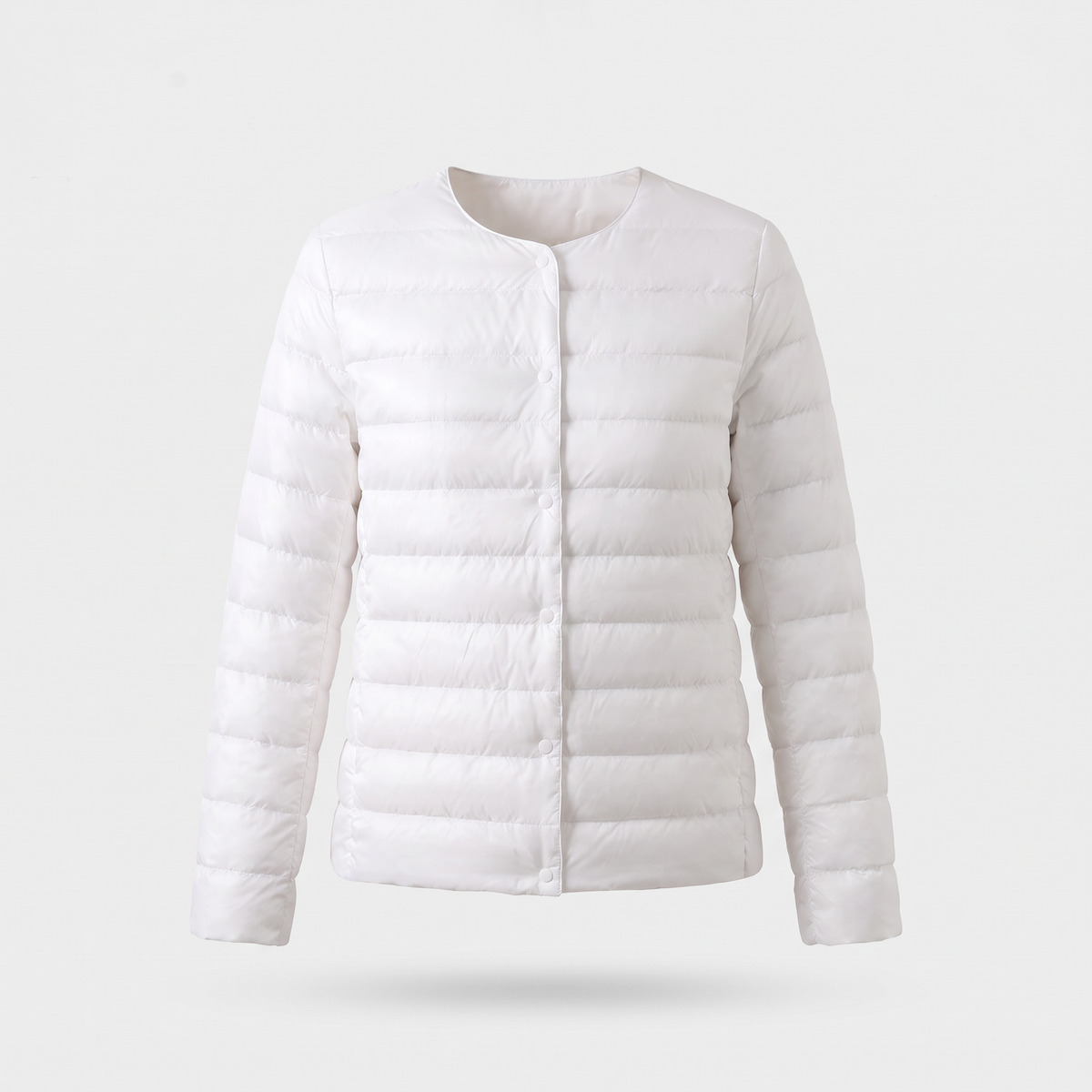 Women's Puffer Jacket in White, ghost mannequin