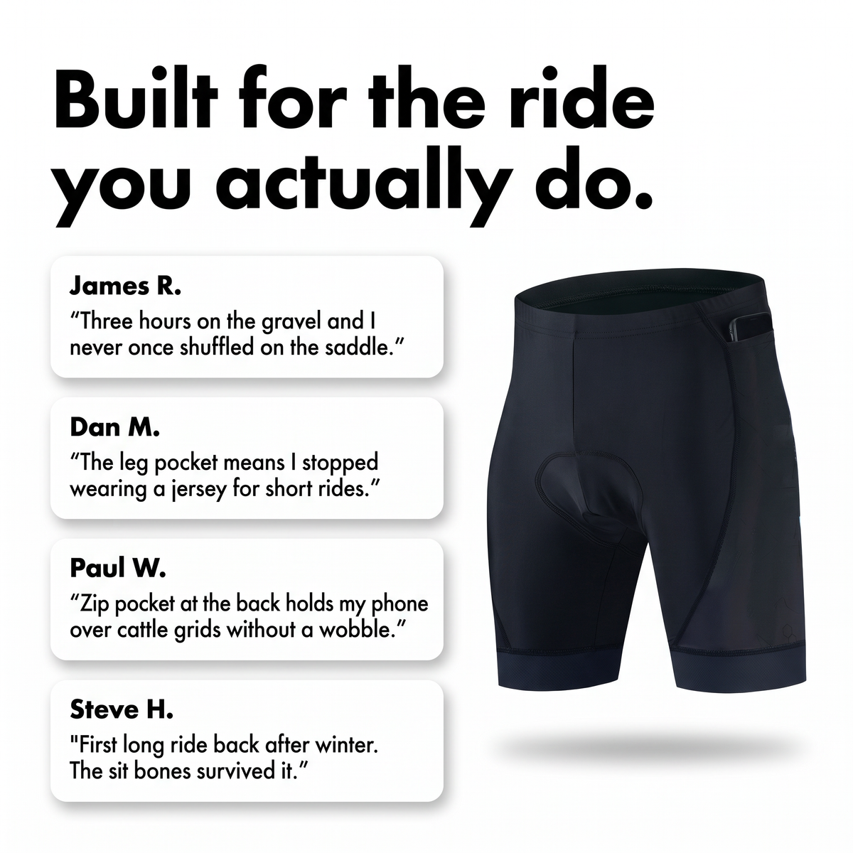 What riders say about the padded cycling shorts