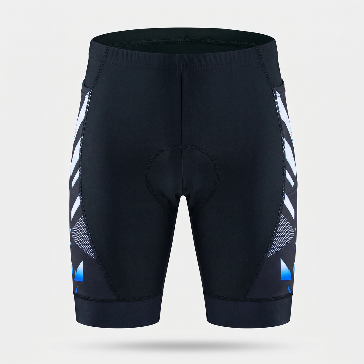 Men's padded cycling shorts in Blue, front view