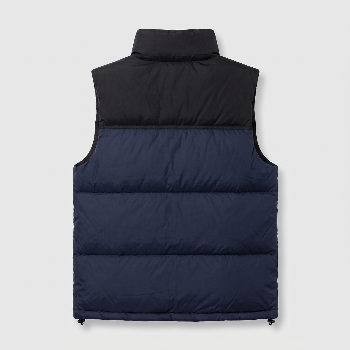 Terrabound men's colour block down gilet in Navy, back view with black bound armholes