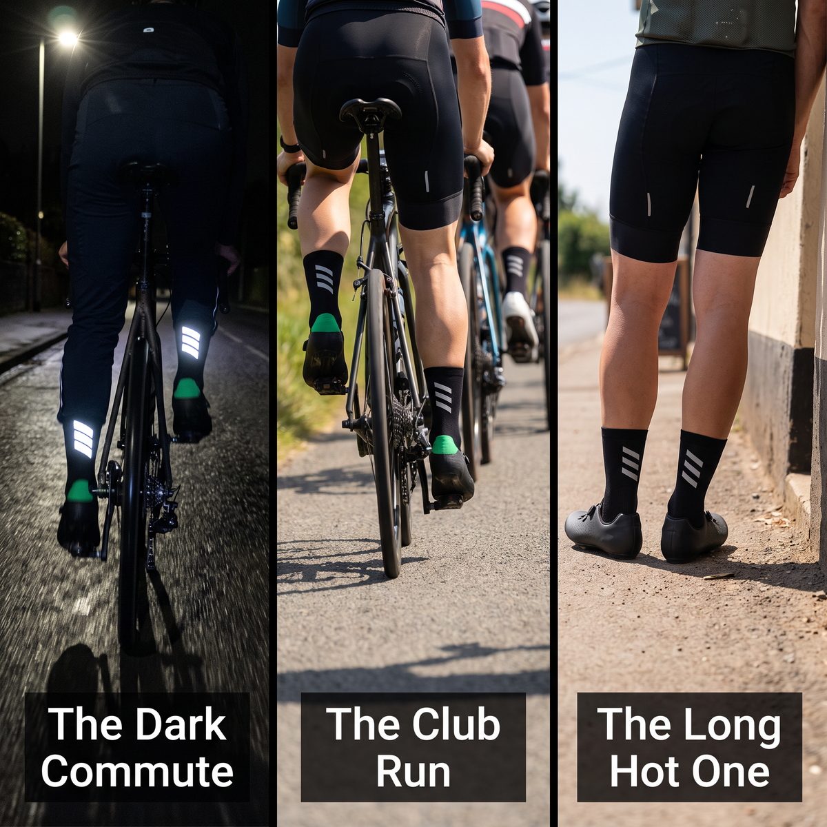 The socks on the dark commute, the club run and a long summer ride