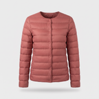 Women's Puffer Jacket in Crimson, ghost mannequin