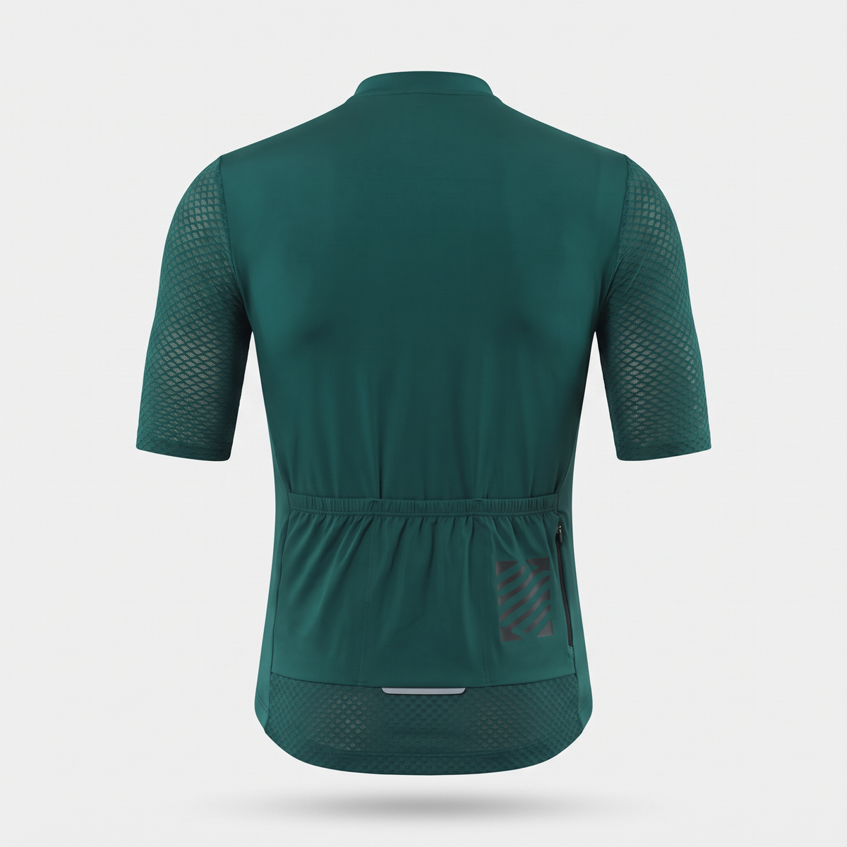 Back of the cycling jersey showing three open rear pockets and a fourth zipped pocket