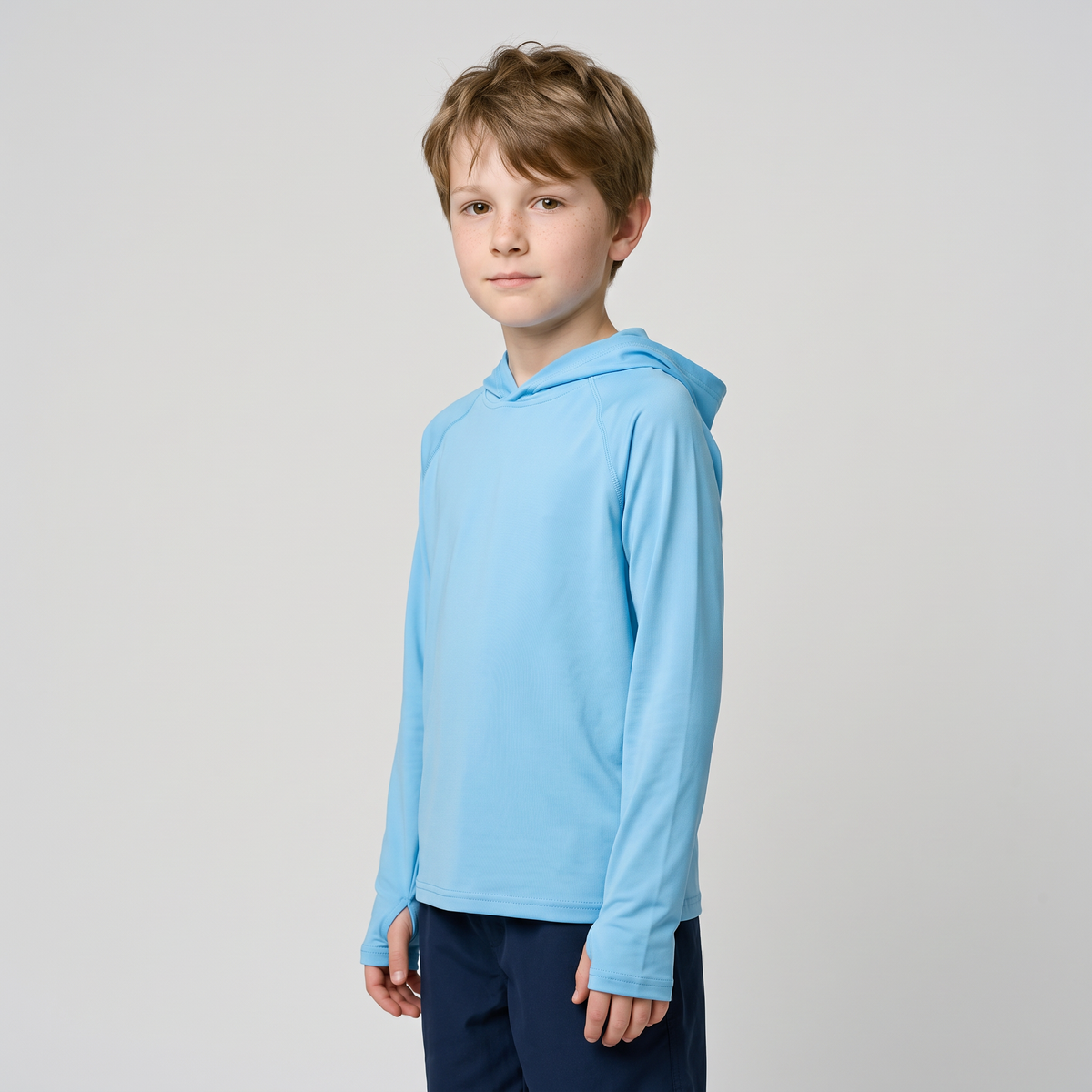 Kids' Sun Hoodie in Sky Blue, side view