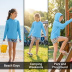 Beach days, camping weekends, park and playground in the Kids' Sun Hoodie