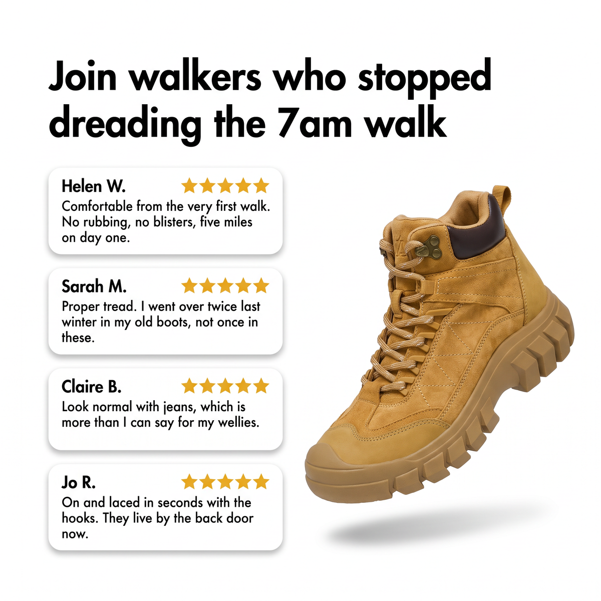 Customer review cards for the Terrabound Women's Walking Boots