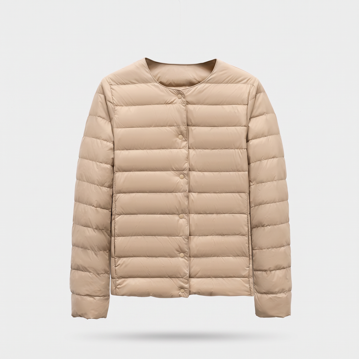 Women's Puffer Jacket in Khaki, ghost mannequin