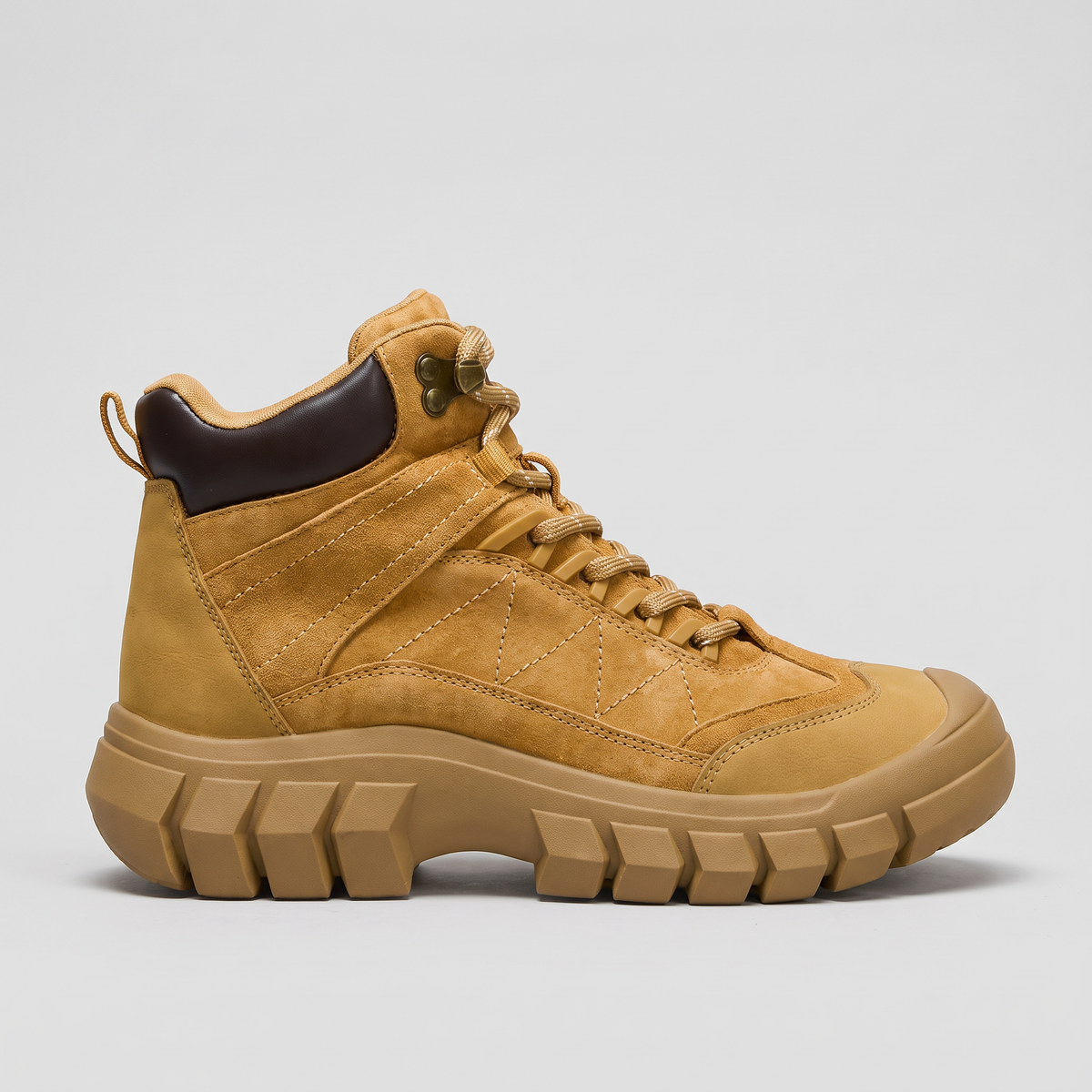 Terrabound Women's Walking Boots in Wheat, suede ankle boot with chunky grip sole, side view
