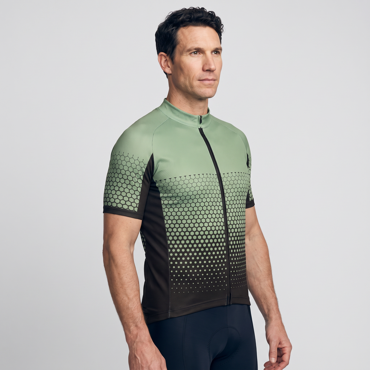 Men's cycling jersey in green, side view