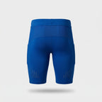 Men's cycling shorts in Royal Blue, back view showing the mesh-backed pocket across the lower back