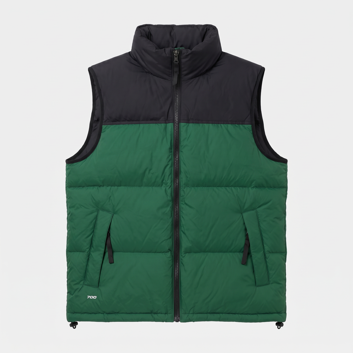 Terrabound men's colour block down gilet in Green, front view