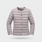 Women's Puffer Jacket in Light Grey, ghost mannequin