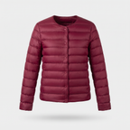 Women's Puffer Jacket in Burgundy, ghost mannequin