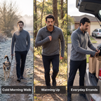 Terrabound half-zip fleece worn on a cold walk, warming up on a climb, and running errands