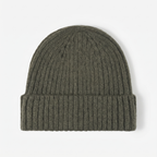 Terrabound Knit Beanie Hat in Army Green - flat lay