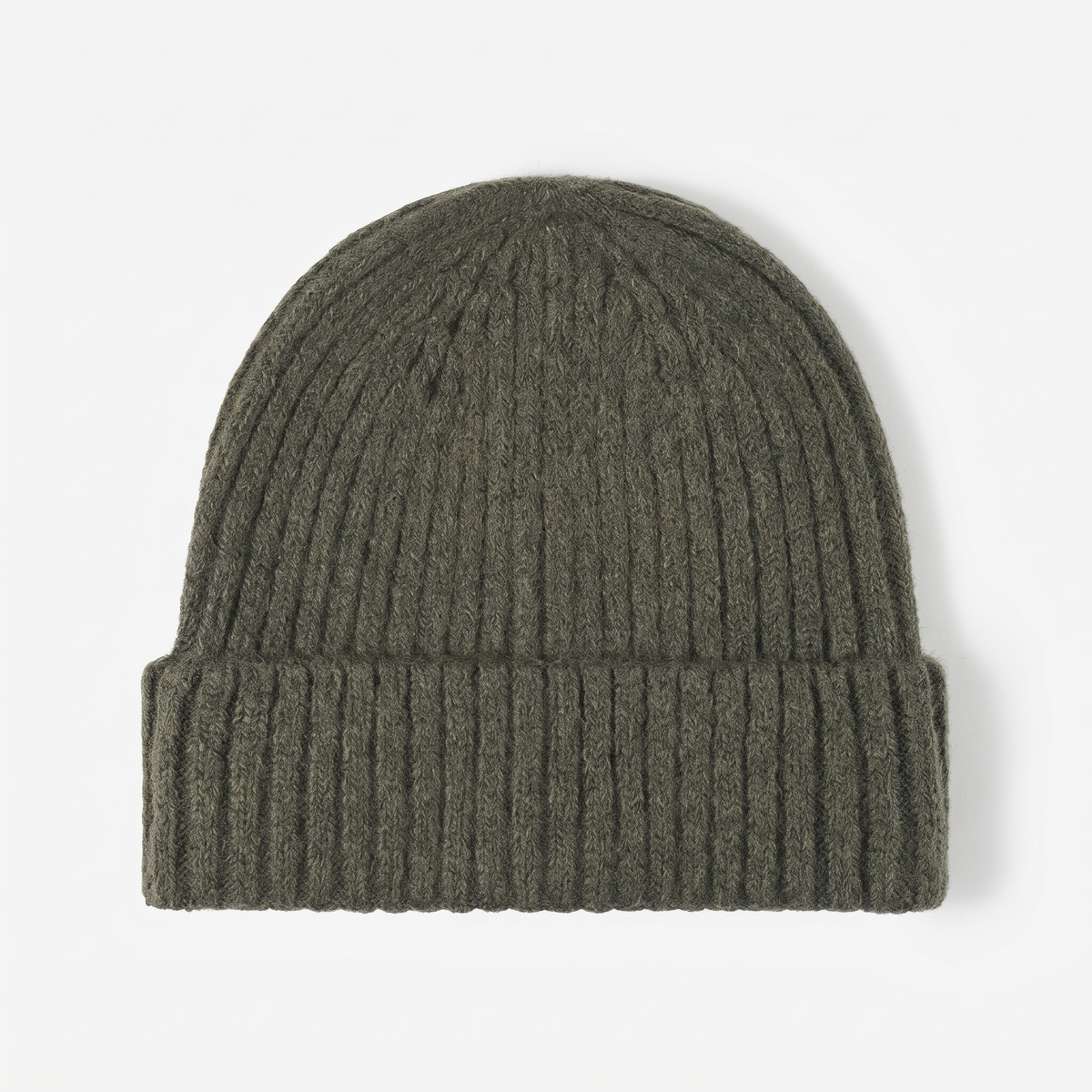 Terrabound Knit Beanie Hat in Army Green - flat lay