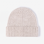 Terrabound Knit Beanie Hat in Beige - flat lay