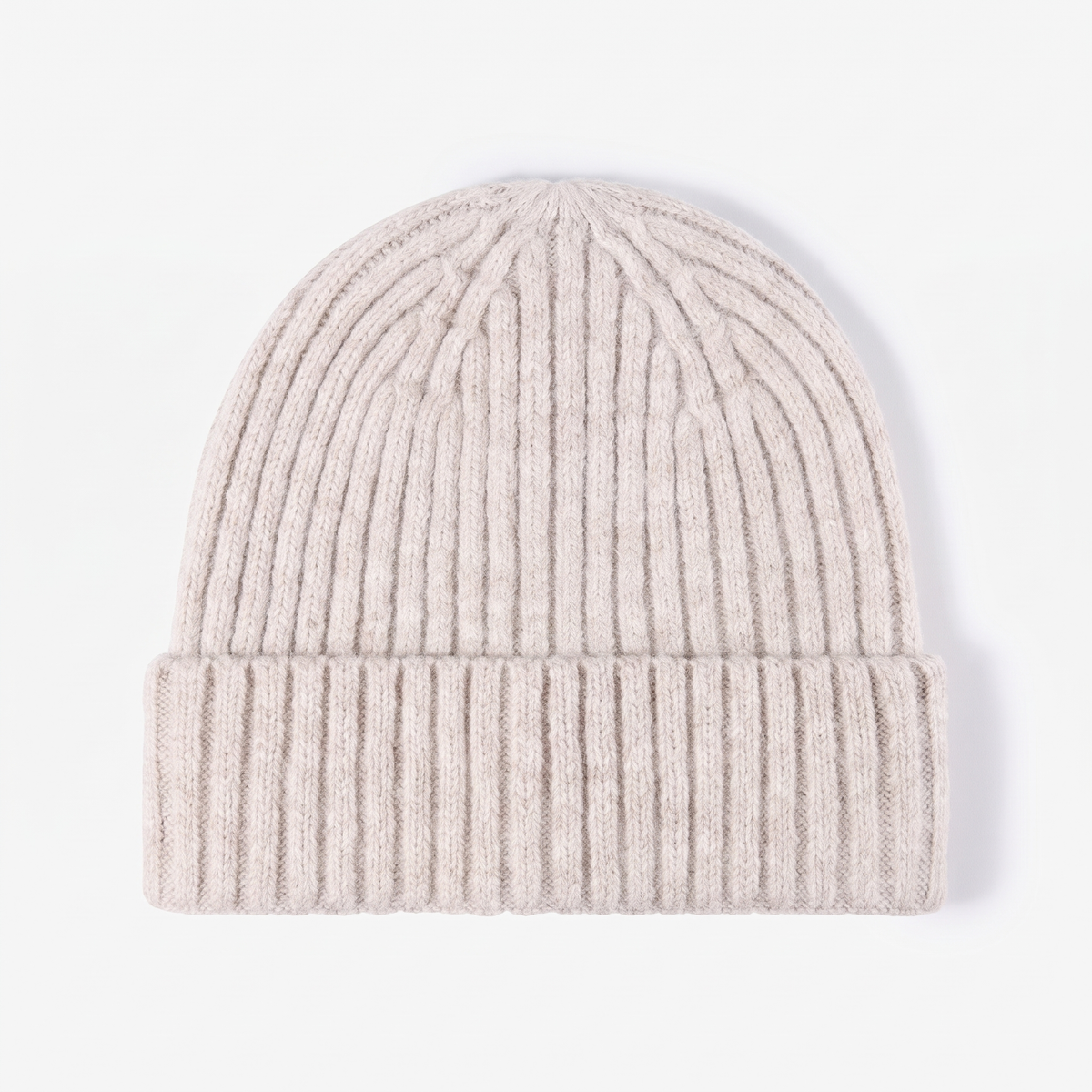Terrabound Knit Beanie Hat in Beige - flat lay