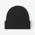 Terrabound Knit Beanie Hat in Black - flat lay