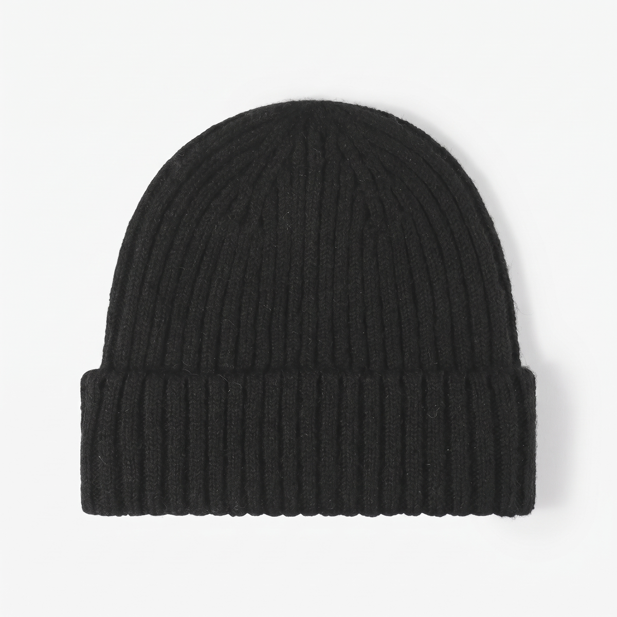 Terrabound Knit Beanie Hat in Black - flat lay