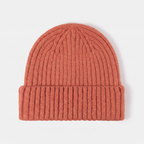 Terrabound Knit Beanie Hat in Orange - flat lay