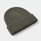 Terrabound Knit Beanie Hat in Army Green - angled view