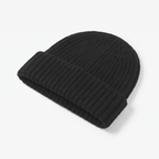 Terrabound Knit Beanie Hat in Black - angled view