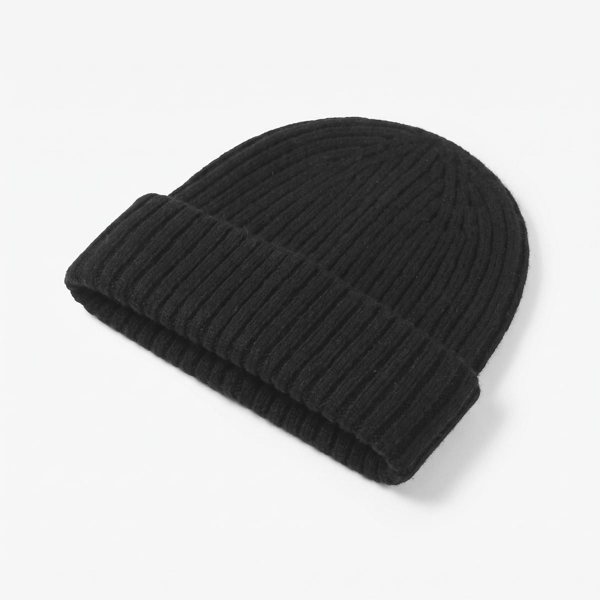 Terrabound Knit Beanie Hat in Black - angled view