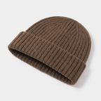 Terrabound Knit Beanie Hat in Coffee - angled view