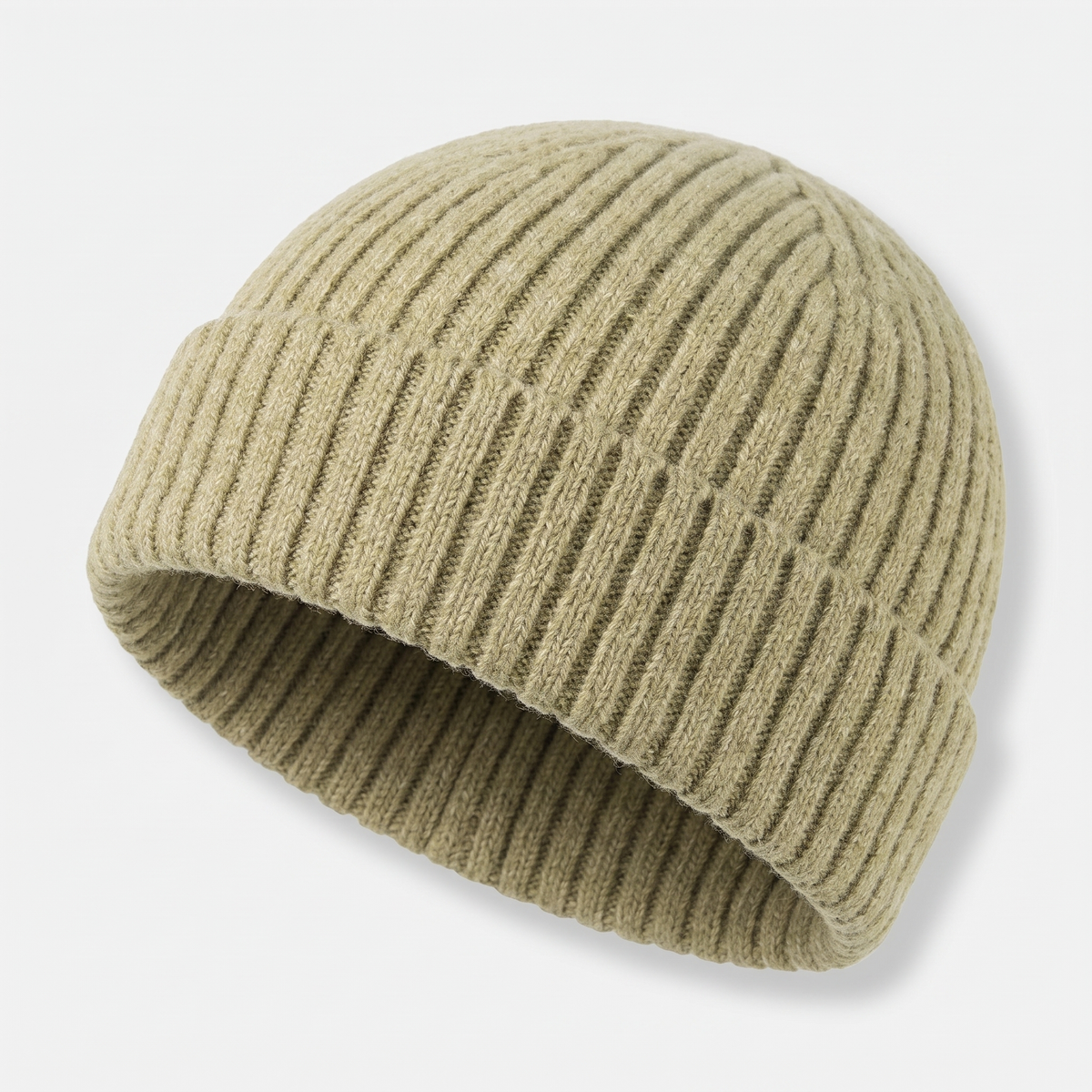 Terrabound Knit Beanie Hat in Green - angled view