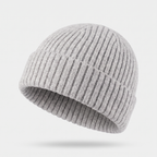 Terrabound Knit Beanie Hat in Grey - angled view