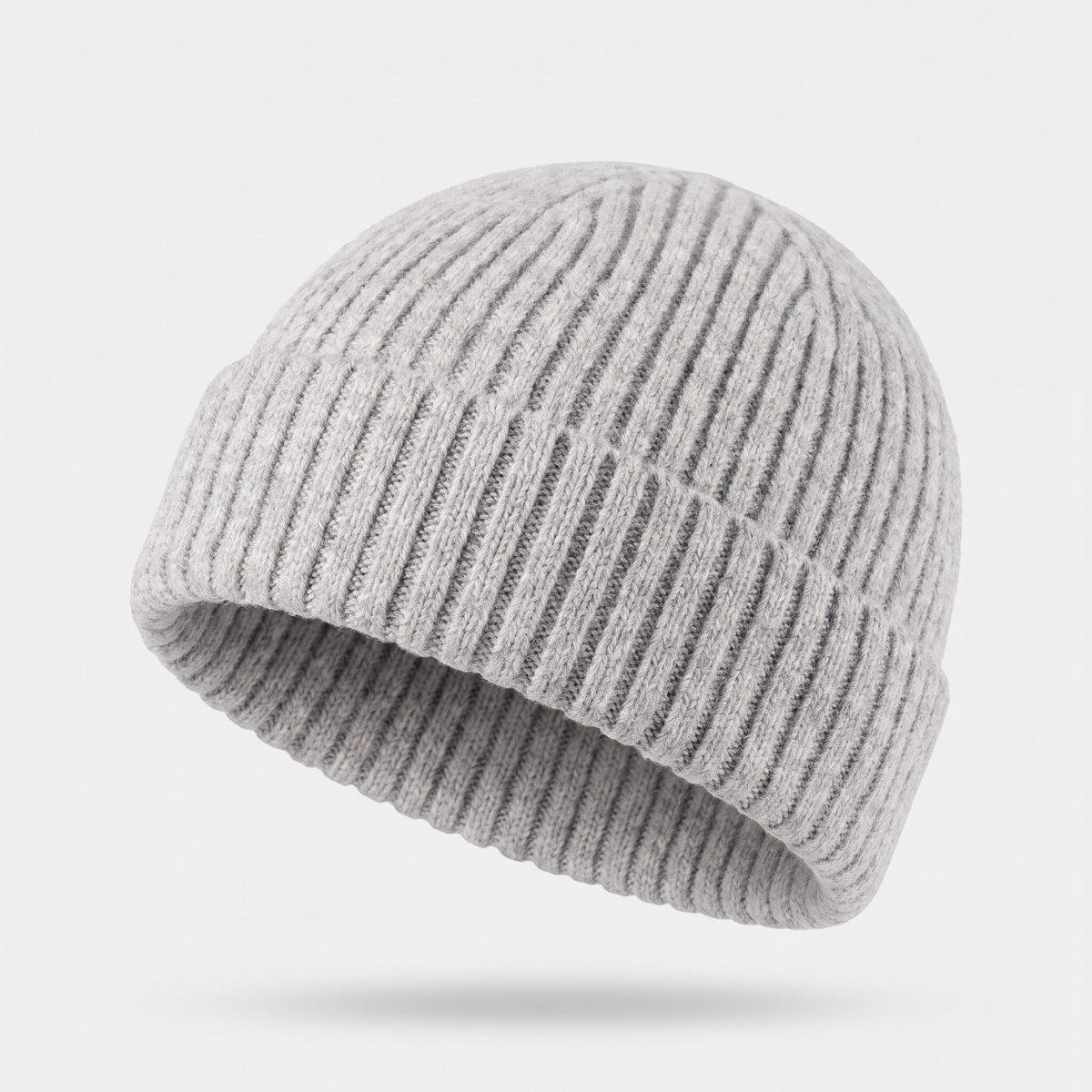Terrabound Knit Beanie Hat in Grey - angled view
