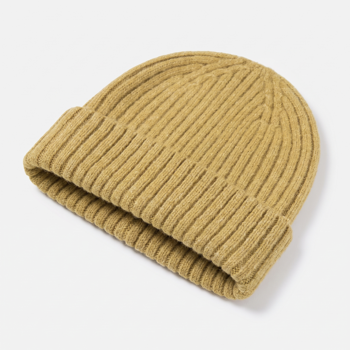 Terrabound Knit Beanie Hat in Yellow - angled view
