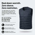 Terrabound down gilet key features: genuine down fill, snap-stud placket, sleeveless design