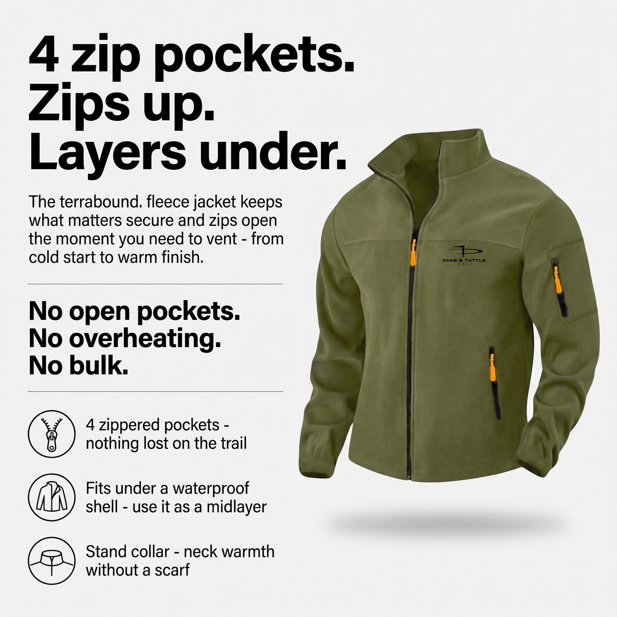 Terrabound Men's Fleece Jacket - 4 Zip Pockets Feature