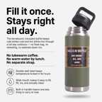 Terrabound insulated water bottle key features: double-wall insulation, wide mouth, built-in handle