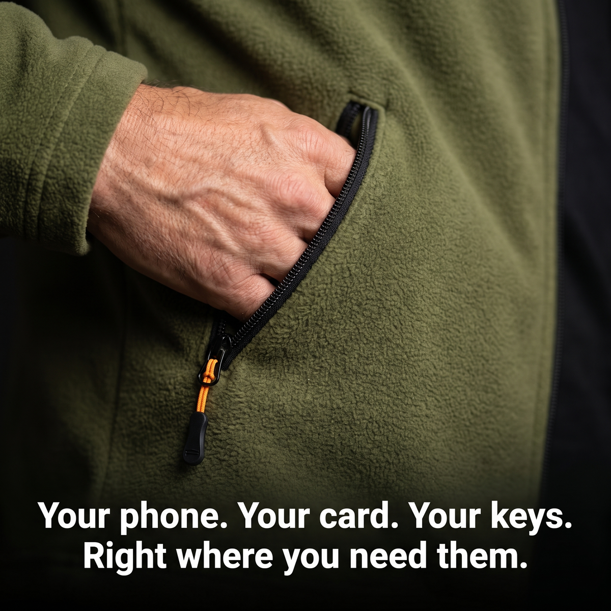 Terrabound Men's Fleece Jacket - Sleeve Pocket Feature