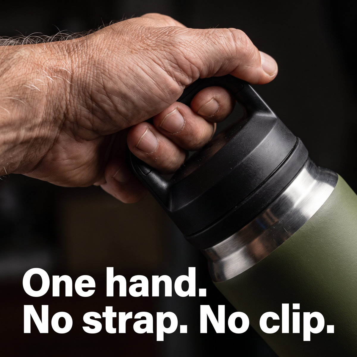 Close-up of the integrated carry handle on the Terrabound insulated water bottle