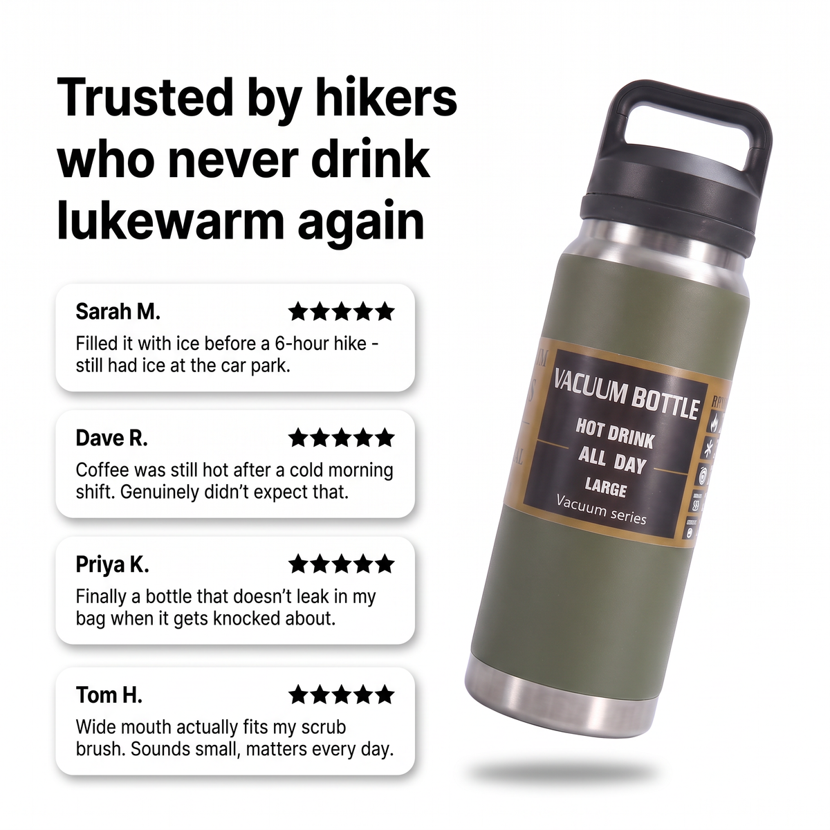Customer reviews for the Terrabound insulated water bottle