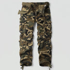 Men's camo cargo trousers in Olive Green, front view