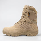 Men's combat boot in Khaki, outer side view