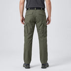 Army Green work trousers worn, back view