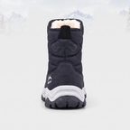 Back of the snow boot with the rear pull tab