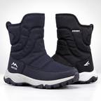 Men's snow boots in Navy and Black, side by side