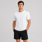 Man wearing the men's running top in White, front view