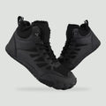 Barefoot boots in Black with fleece collar and laces